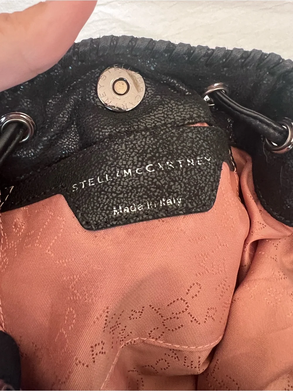 Stella McCartney Falabella Mini Bucket Bag Black Shaggy Deer Made Italy Dustbag